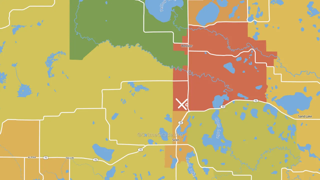 Burnett County, WI Map of Murder Rates