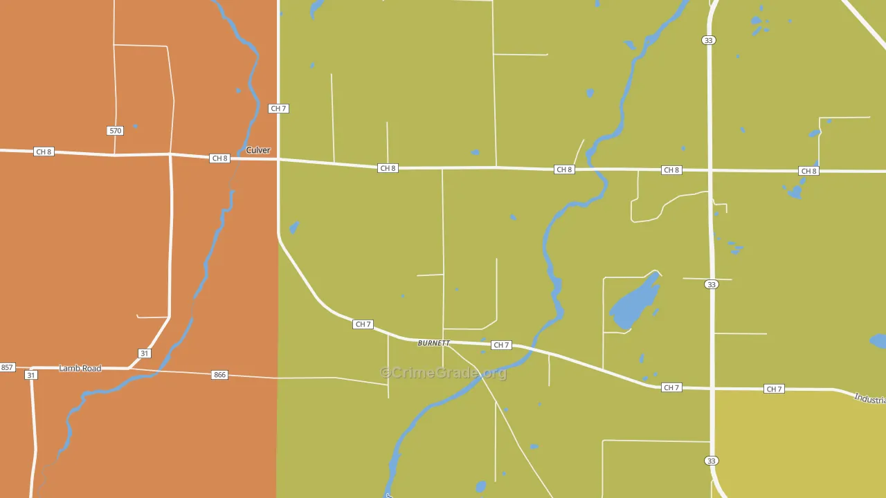 Burnett, MN Map of Murder Rates
