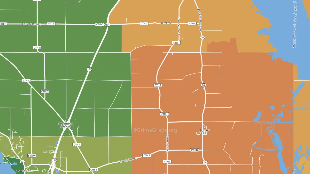 Burnett, WI Map of Murder Rates