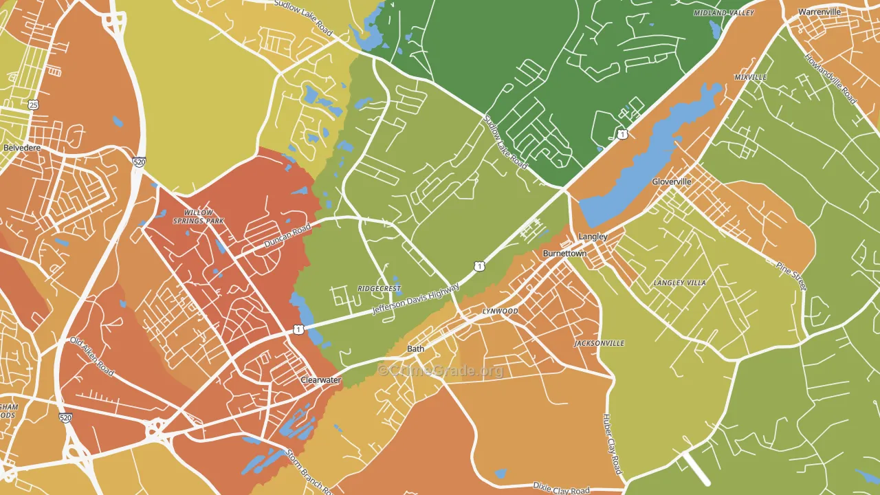 Burnettown, SC Map of Murder Rates