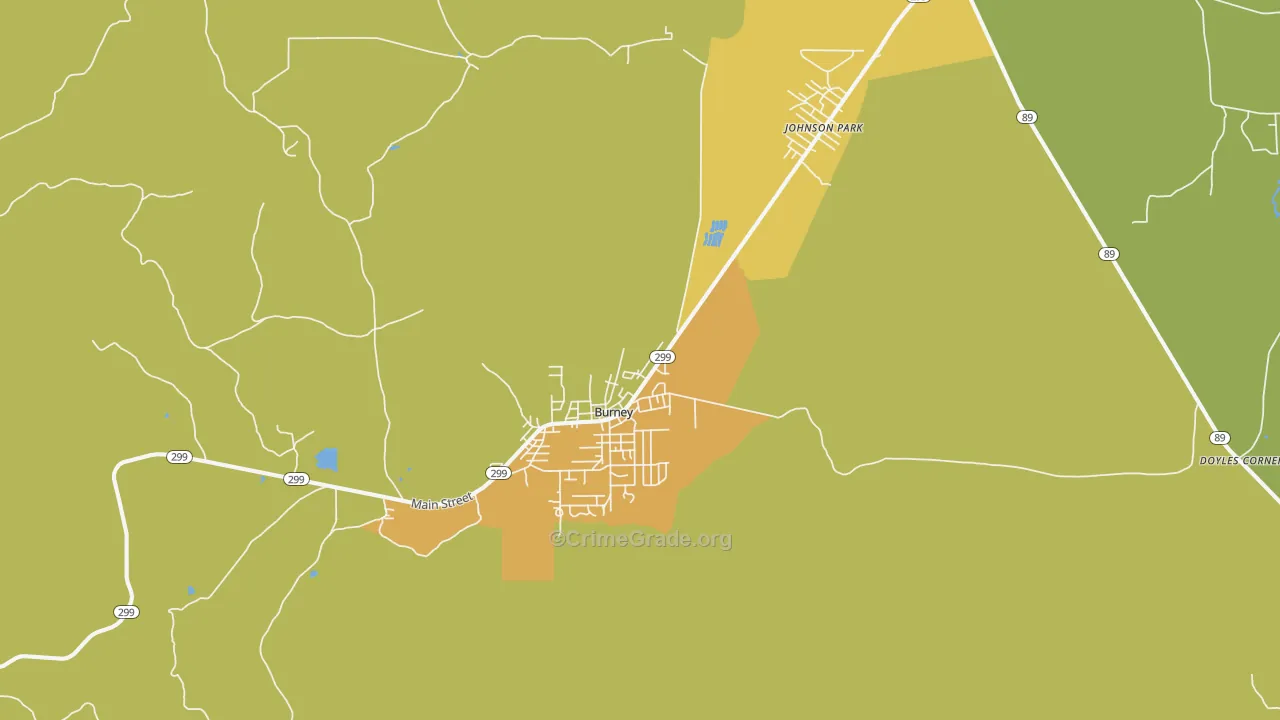 Burney, CA Map of Murder Rates