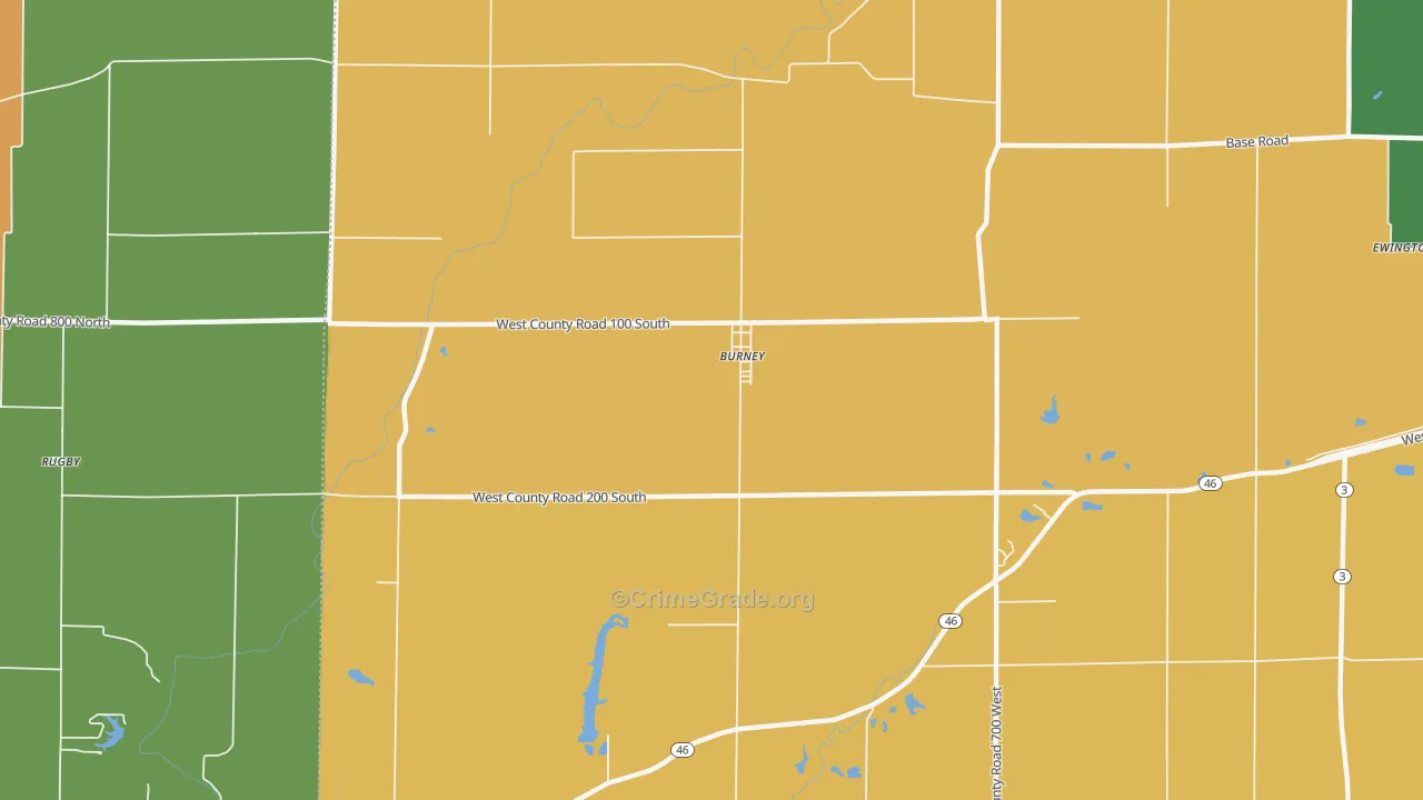 Burney, IN Map of Murder Rates