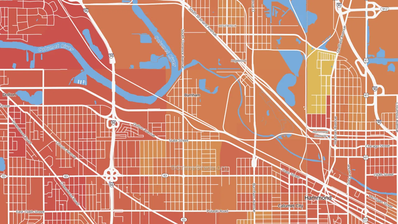 Burnham, IL Map of Murder Rates