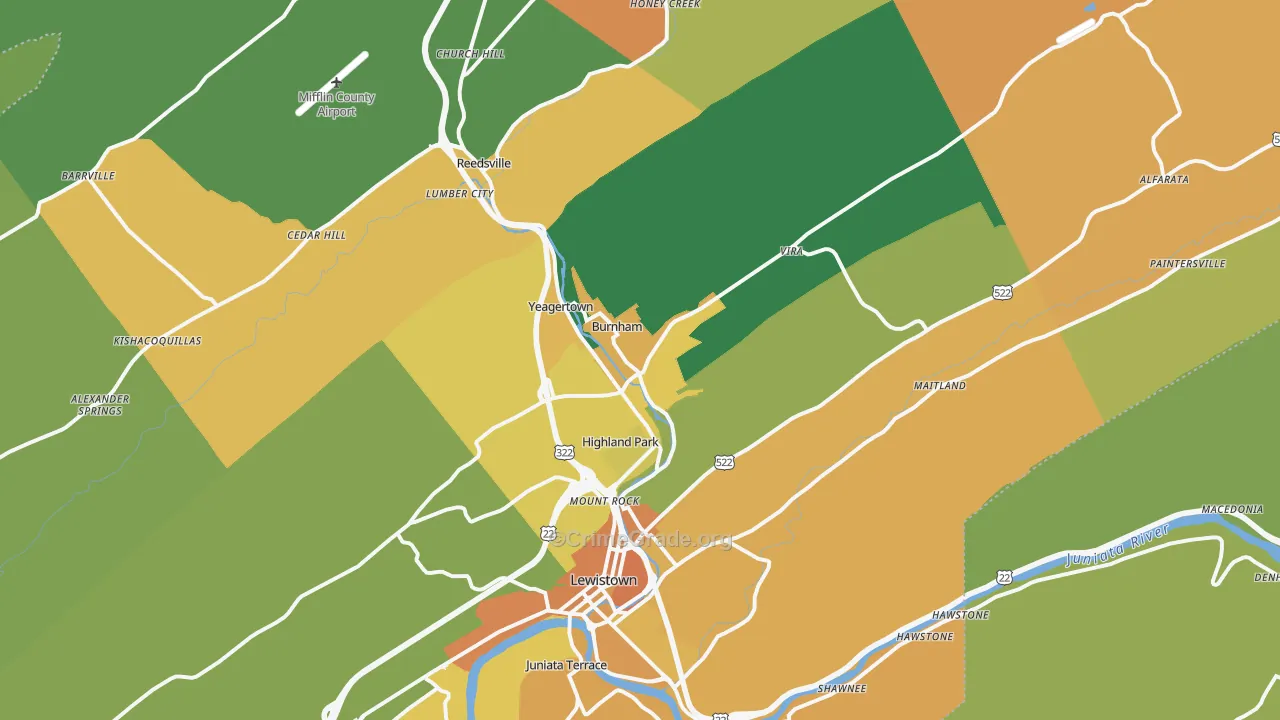 Burnham, PA Map of Murder Rates