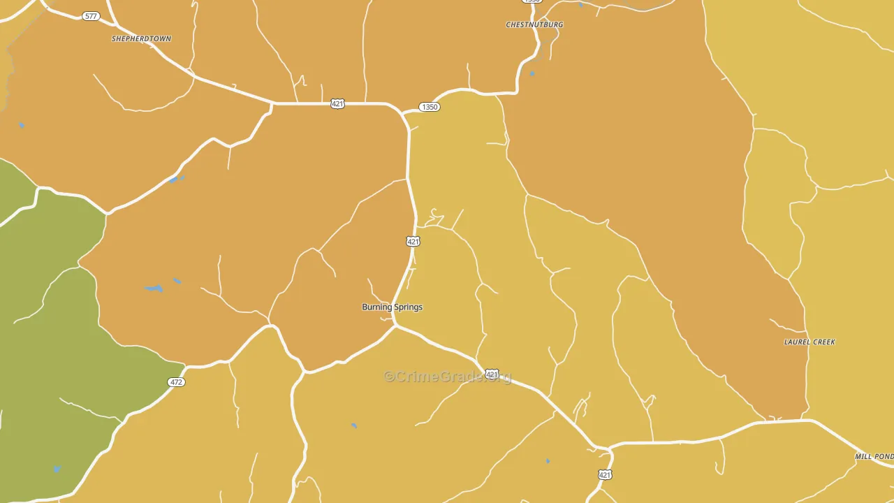 Burning Springs, KY Map of Murder Rates