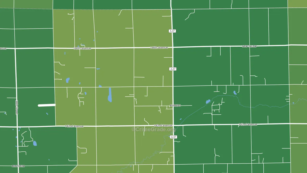Burnips, MI Map of Murder Rates