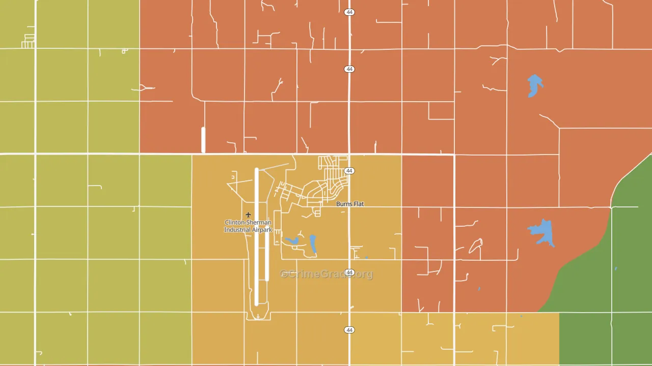 Burns Flat, OK Map of Murder Rates