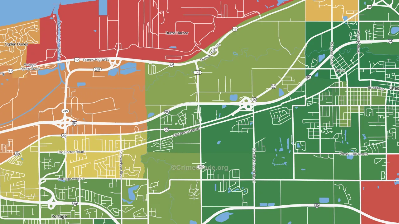 Burns Harbor, IN Map of Murder Rates