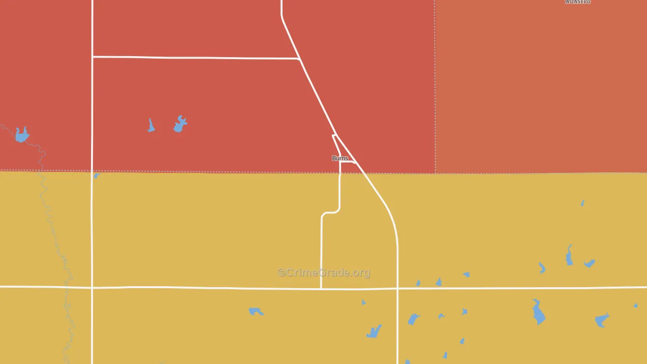 Burns, KS Map of Murder Rates