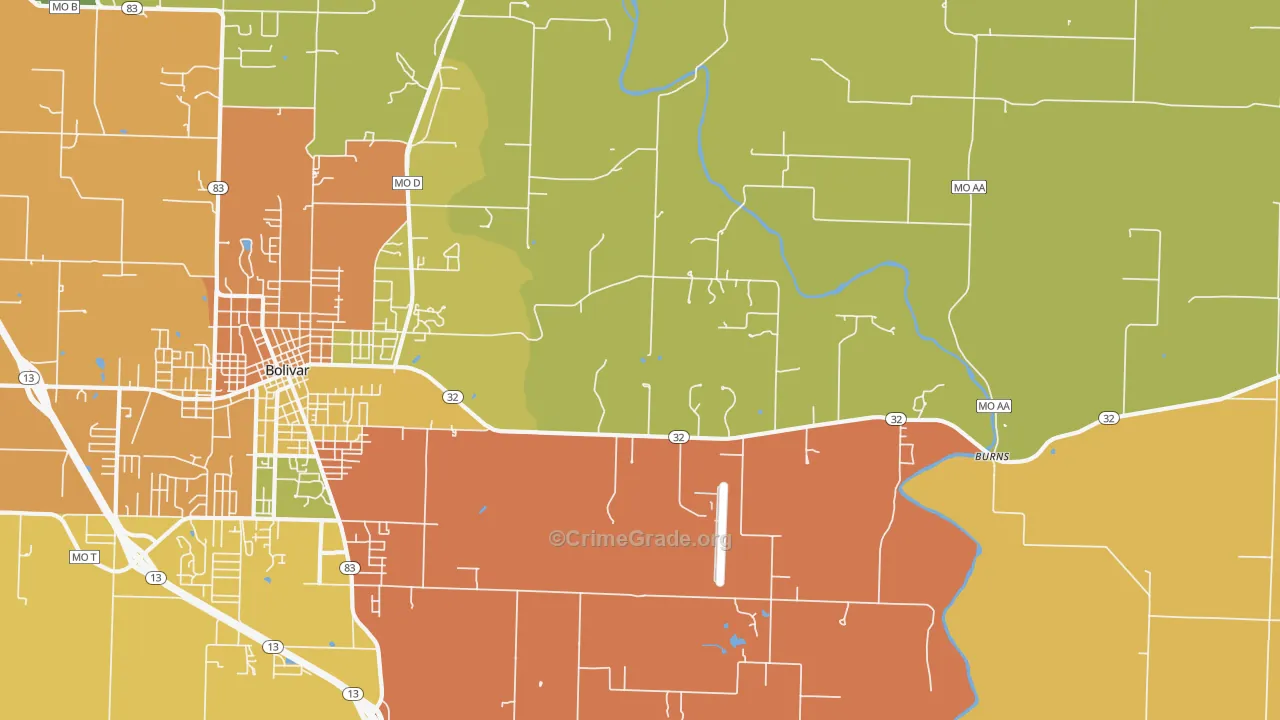 Burns, MO Map of Murder Rates