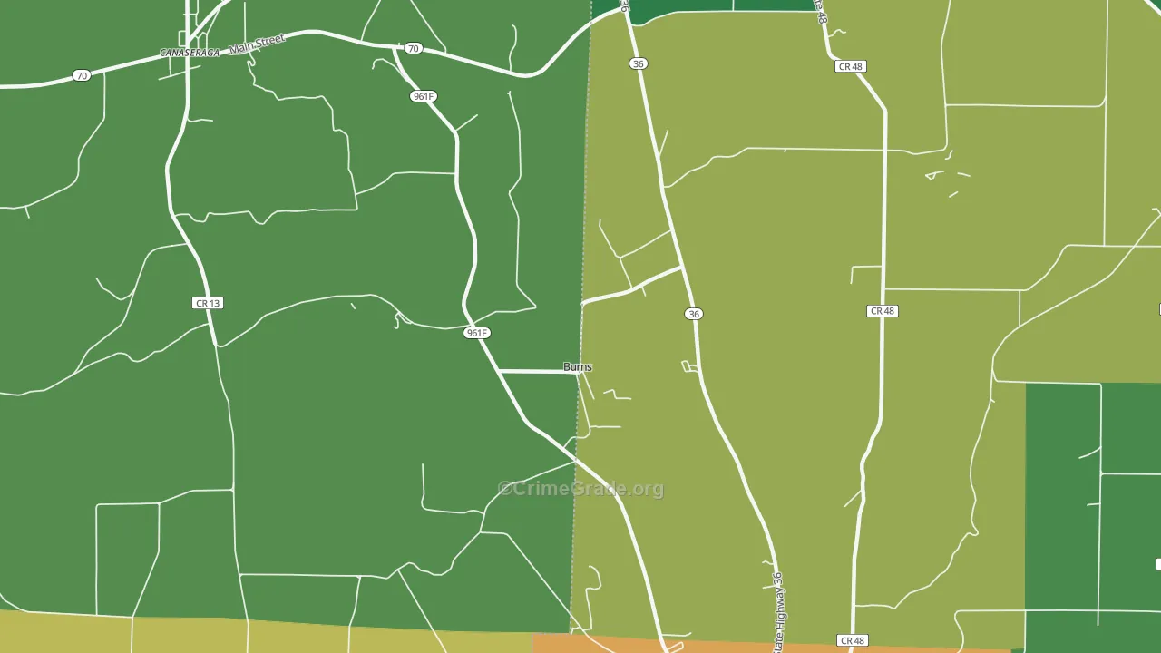 Burns, NY Map of Murder Rates