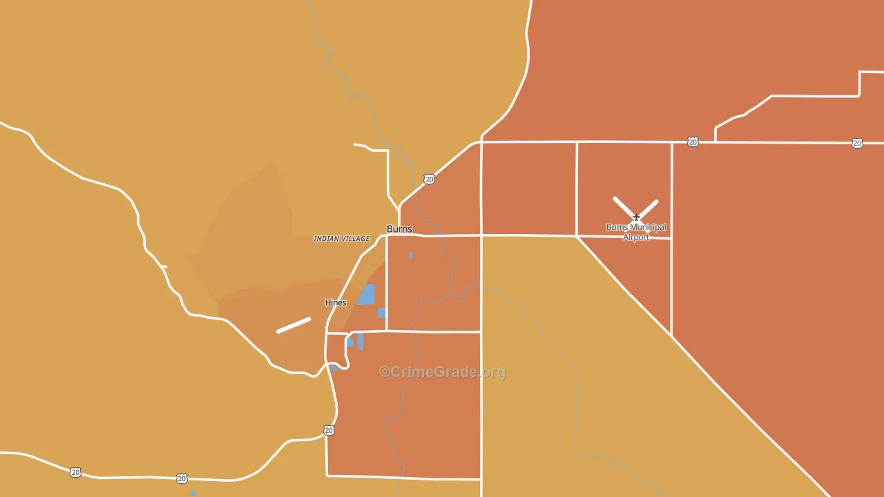 Burns, OR Map of Murder Rates
