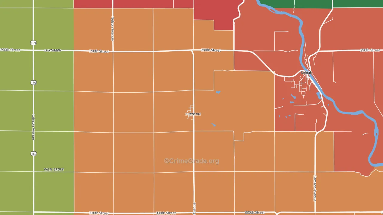 Burnside, IA Map of Murder Rates