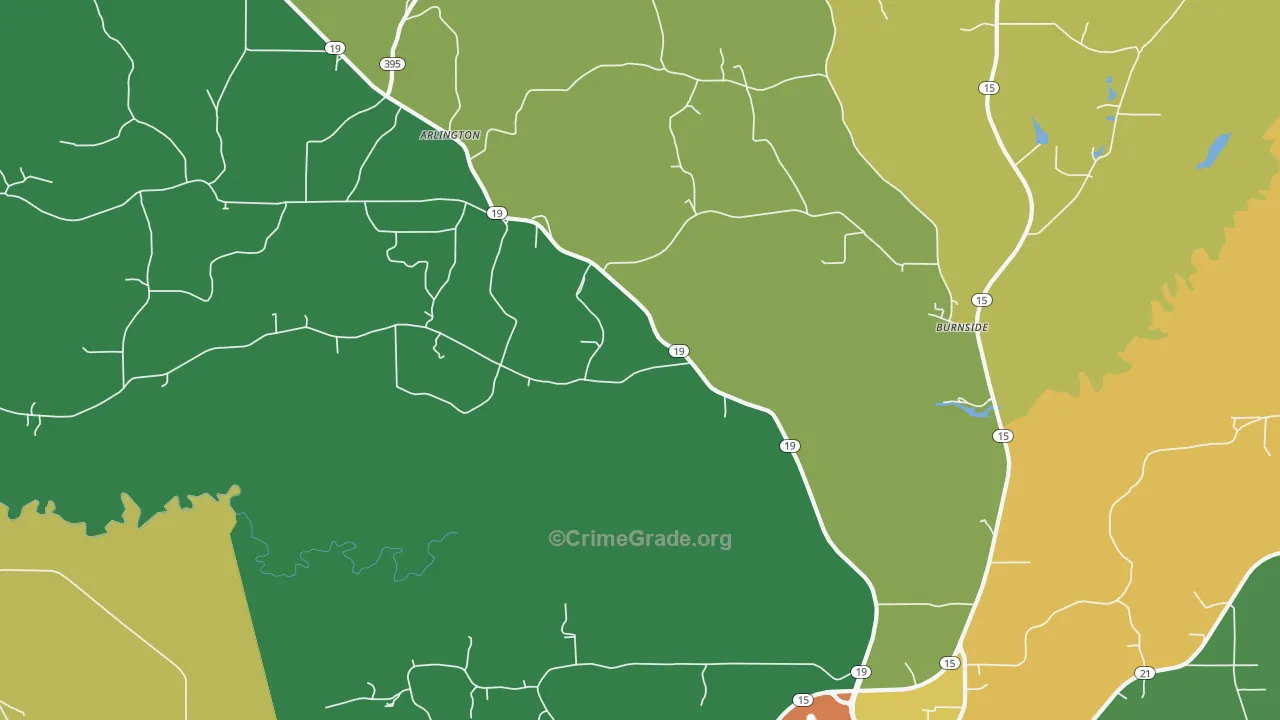 Burnside, MS Map of Murder Rates