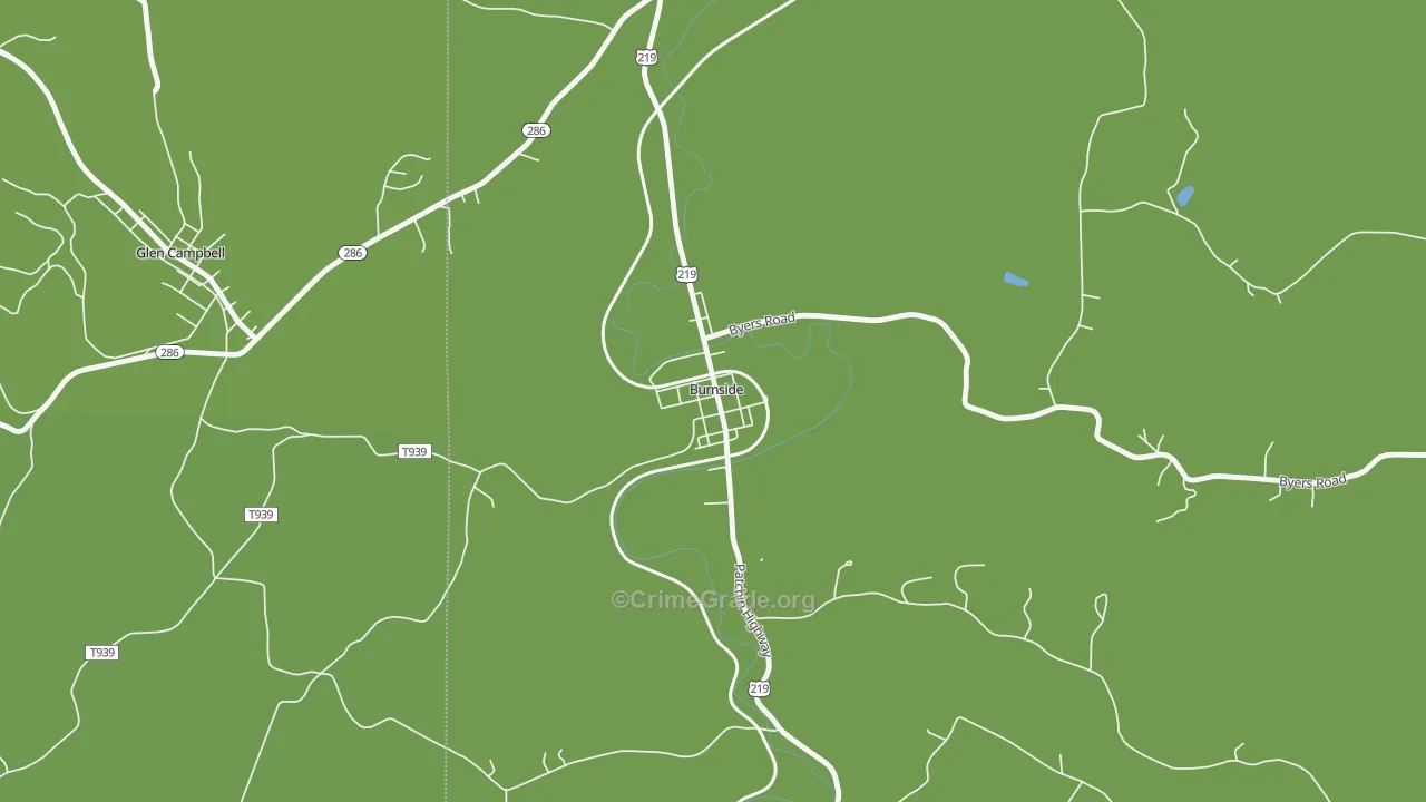 Burnside, PA Map of Murder Rates