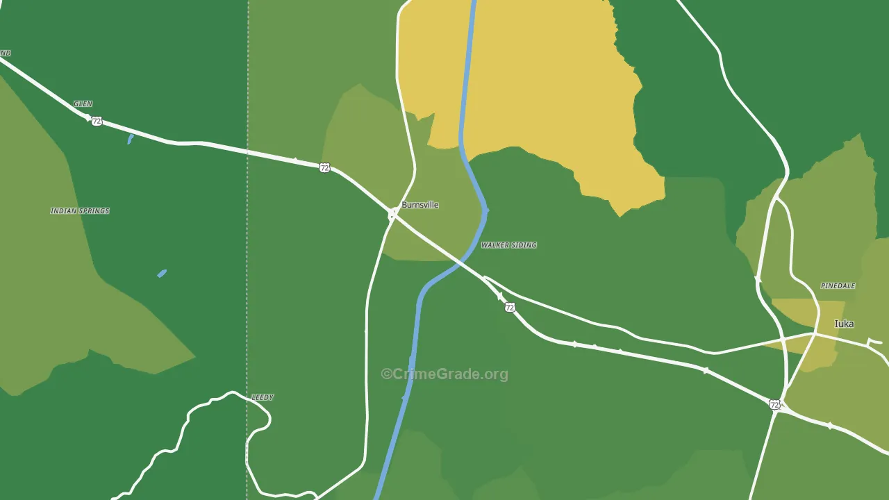 Burnsville, MS Map of Murder Rates