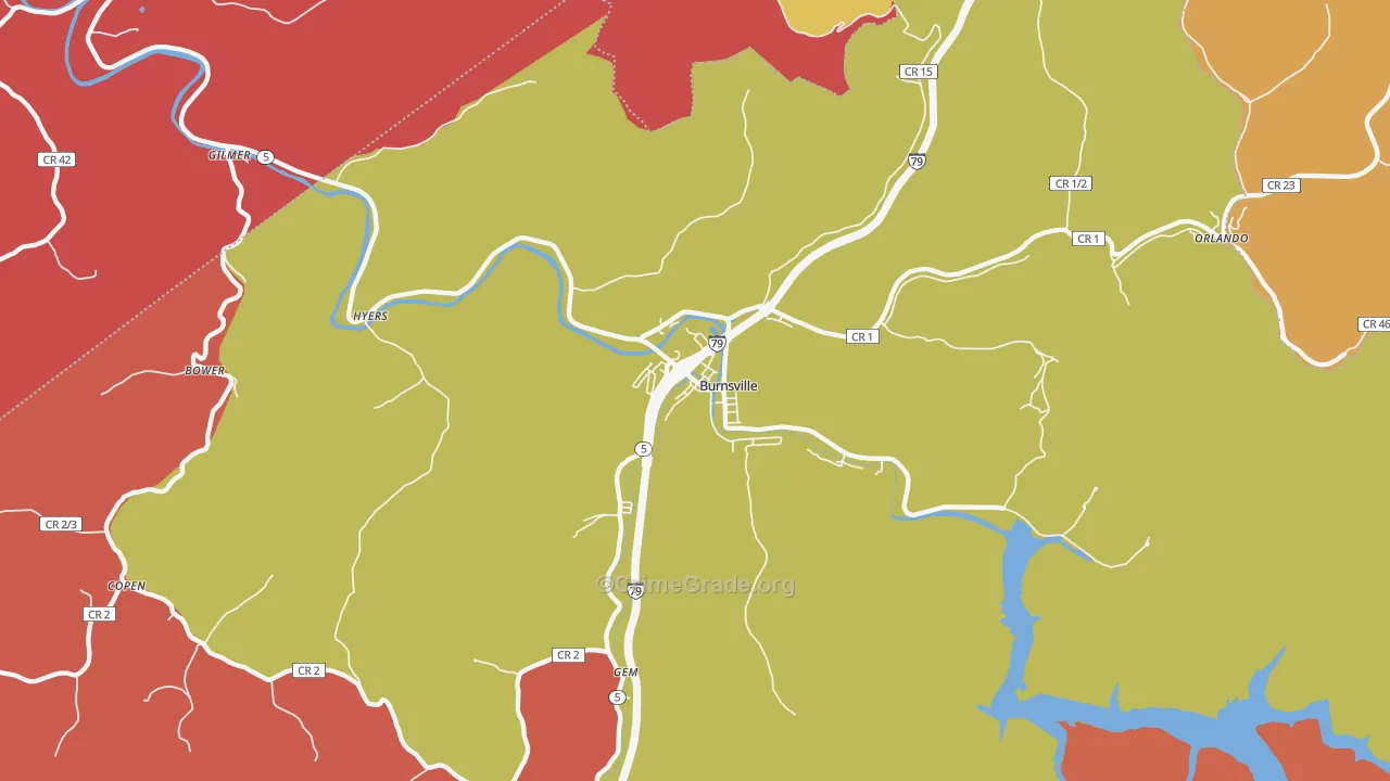 Burnsville, WV Map of Murder Rates