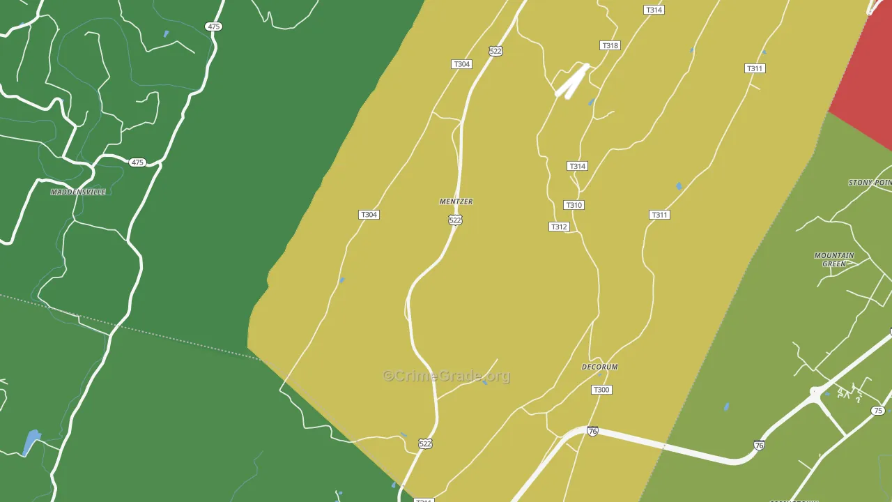 Burnt Cabins, PA Map of Murder Rates