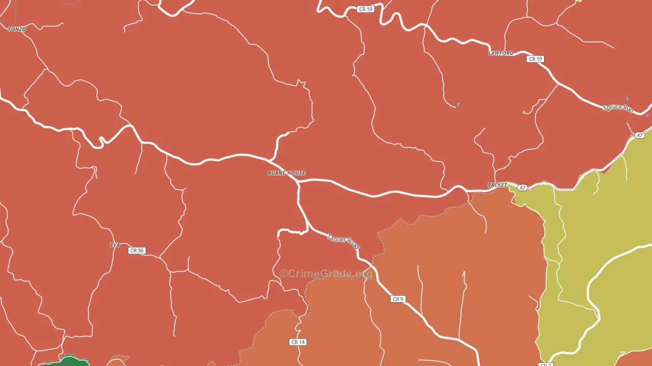 Burnt House, WV Map of Murder Rates