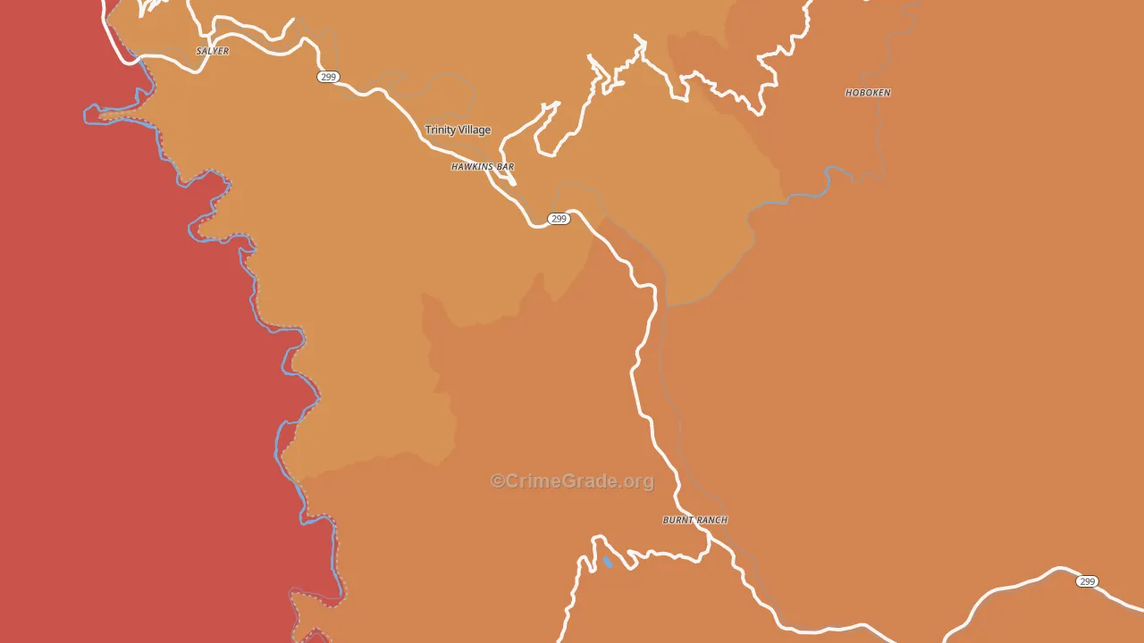 Burnt Ranch, CA Map of Murder Rates