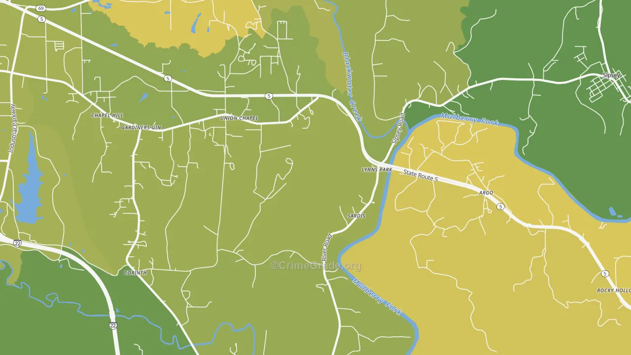 Burnwell, AL Map of Murder Rates