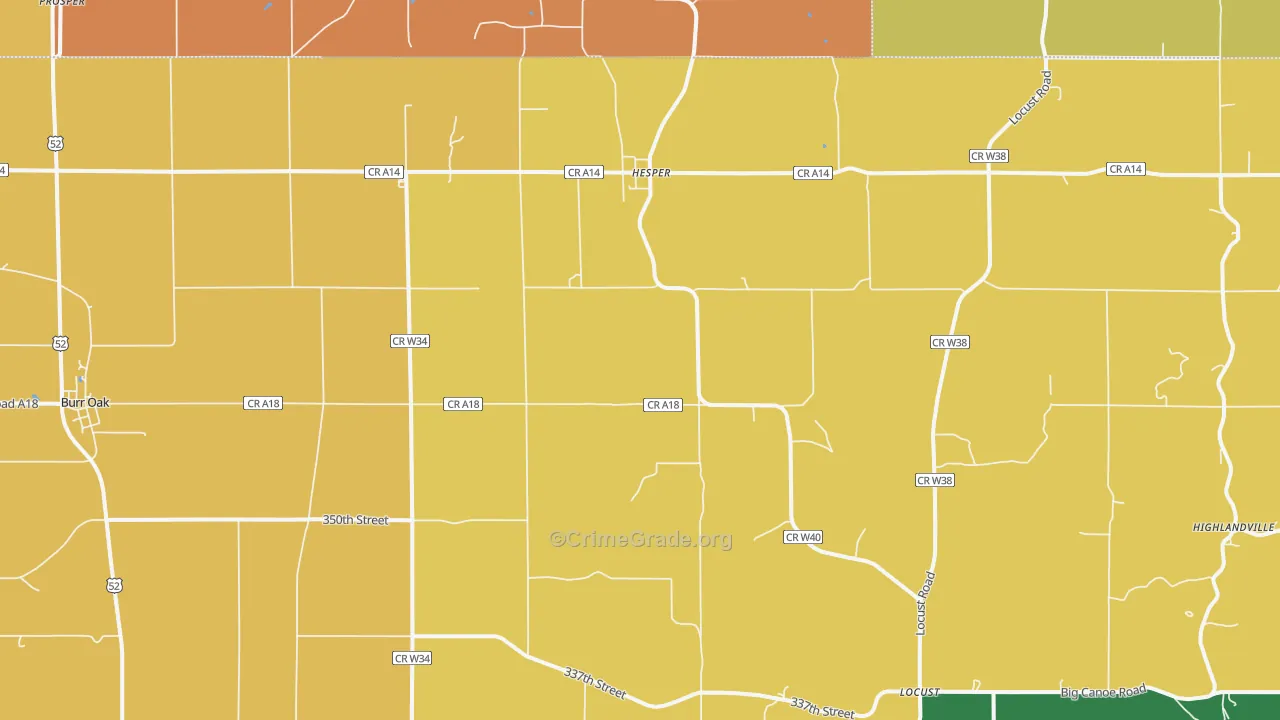 Burr Oak, IA Map of Murder Rates