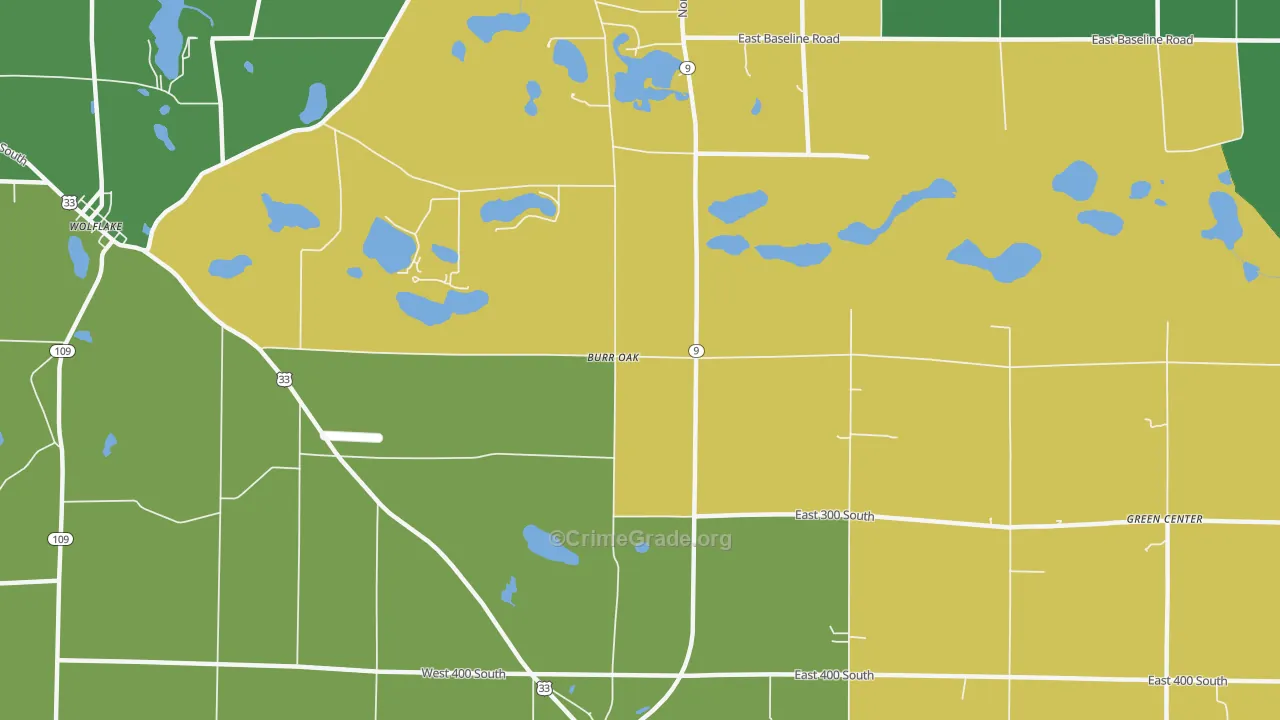 Burr Oak, IN Map of Murder Rates