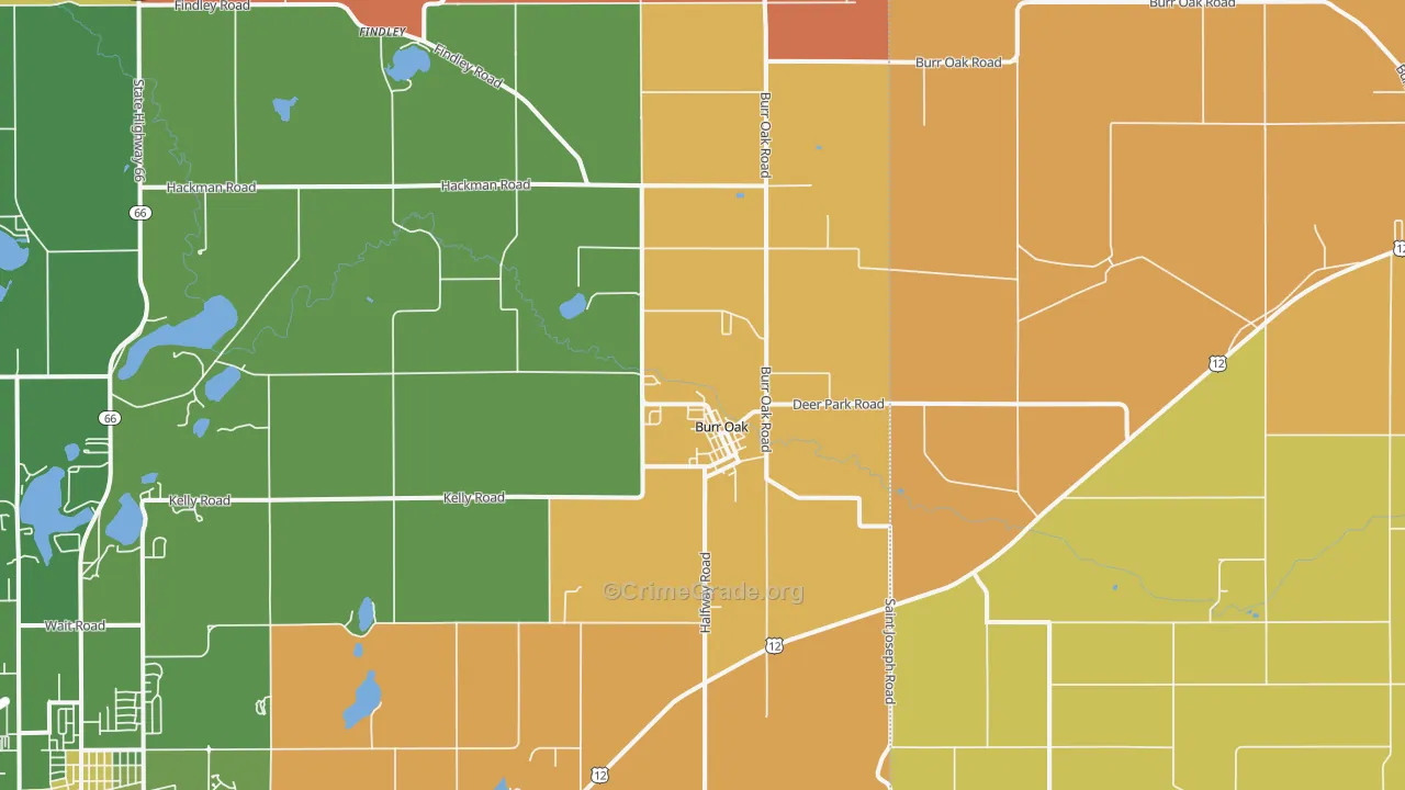 Burr Oak, MI Map of Murder Rates