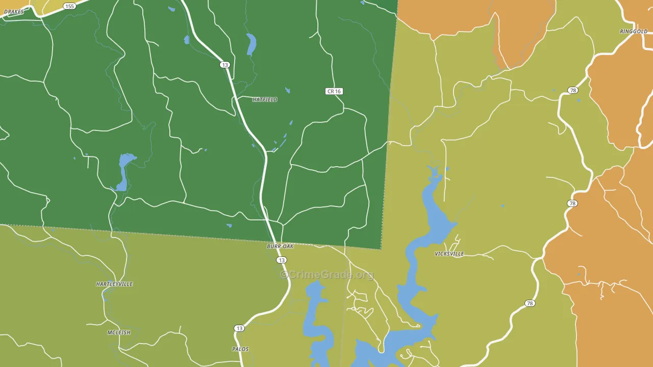 Burr Oak, OH Map of Murder Rates