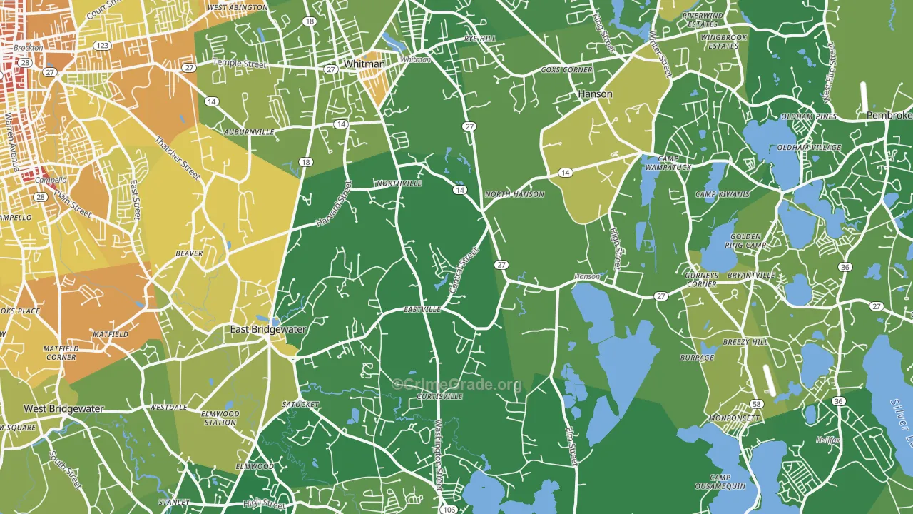 Burrage, Hanson, MA Map of Murder Rates
