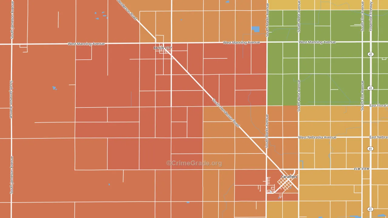 Burrel, CA Map of Murder Rates