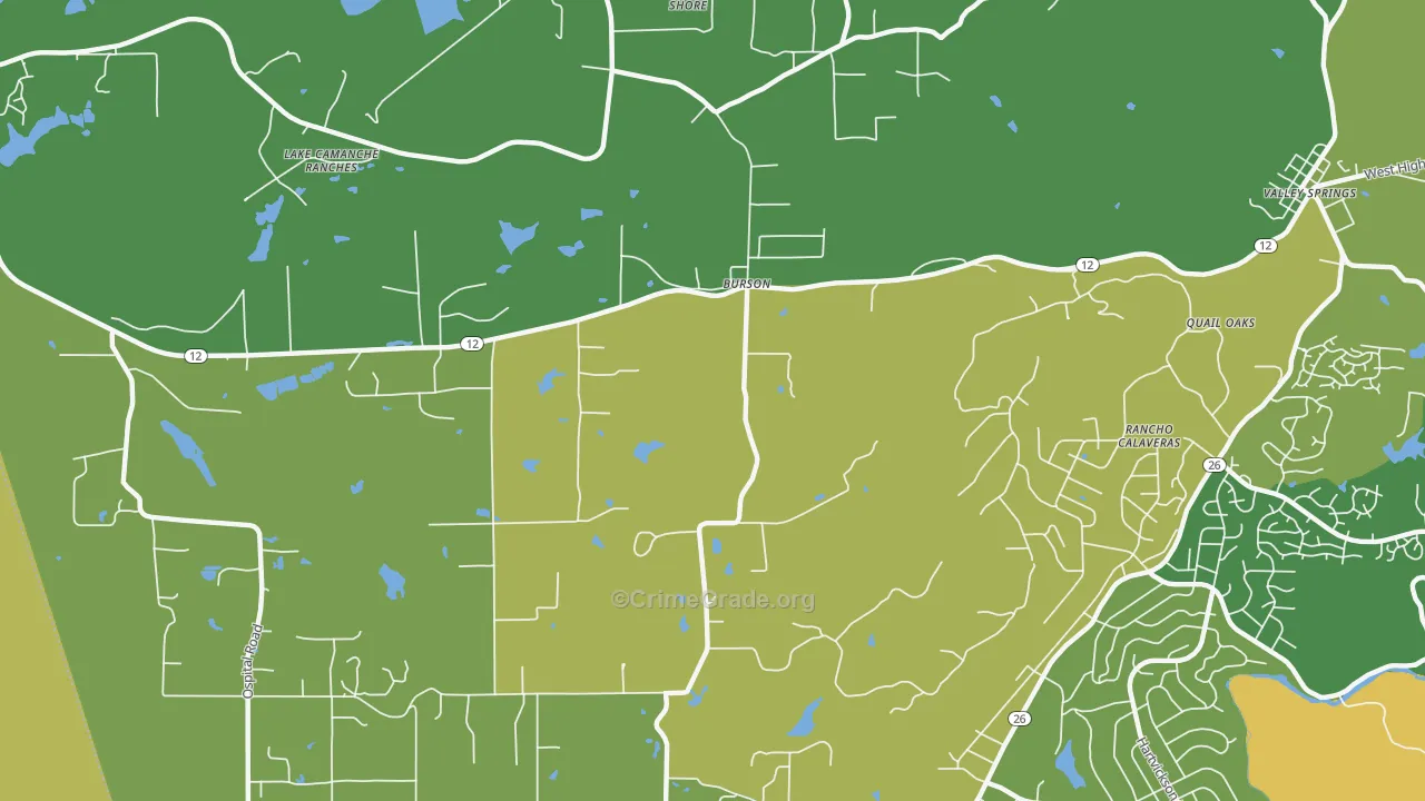 Burson, CA Map of Murder Rates
