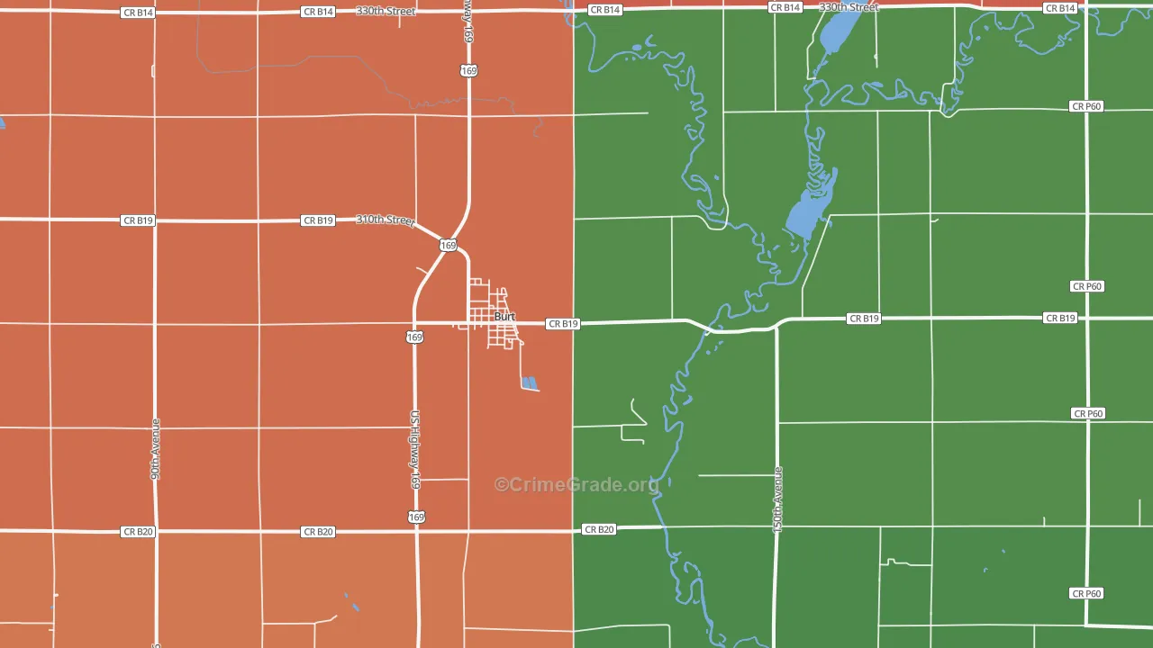 Burt, IA Map of Murder Rates