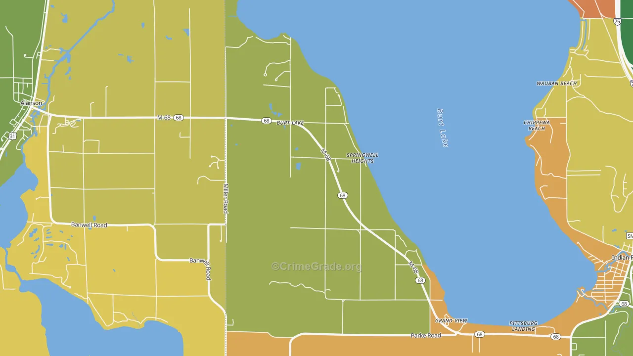 Burt Lake, MI Map of Murder Rates