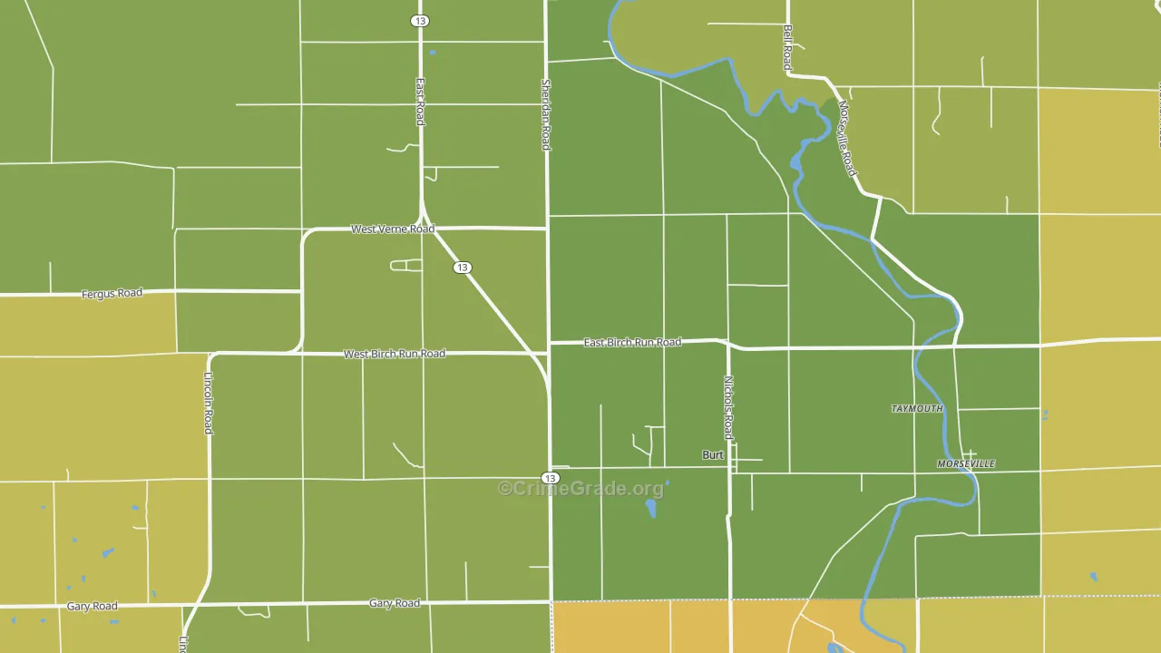 Burt, MI Map of Murder Rates