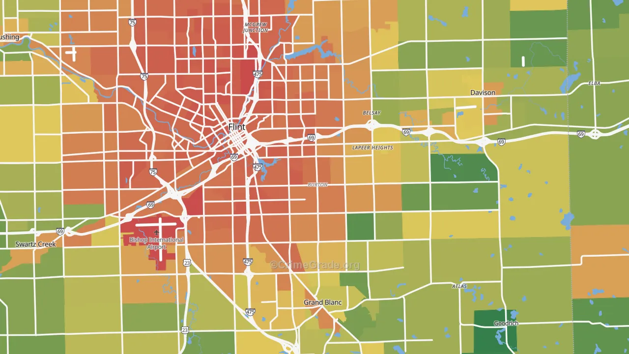 Burton, MI Map of Murder Rates