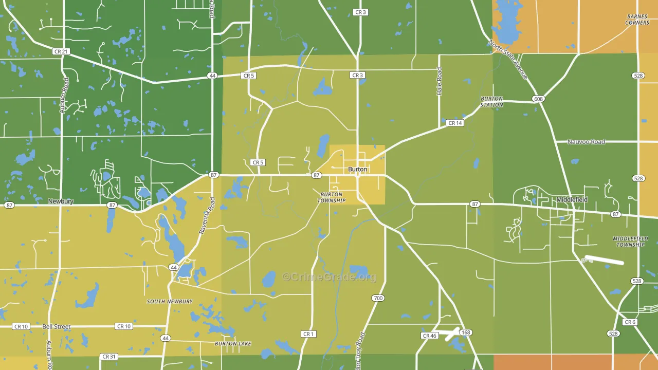 Burton, OH Map of Murder Rates
