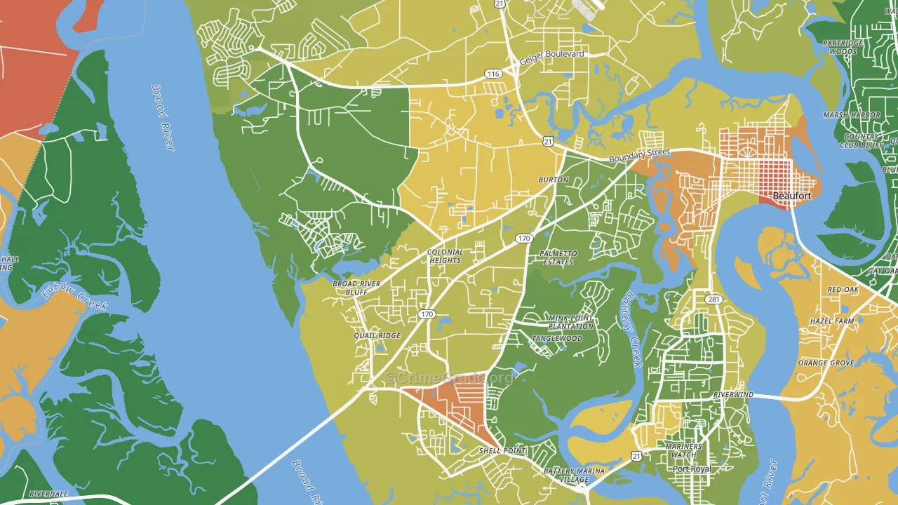 Burton, SC Map of Murder Rates
