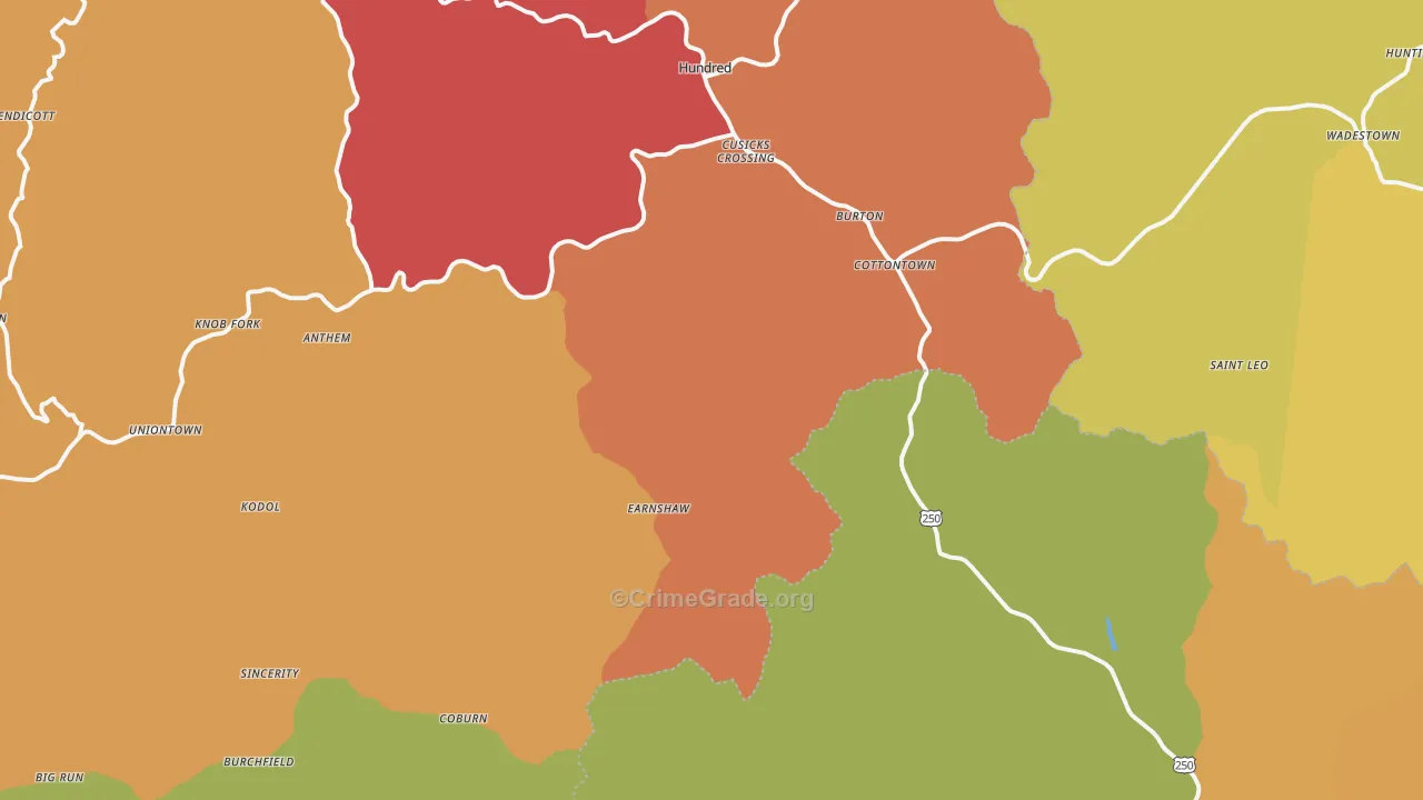 Burton, WV Map of Murder Rates