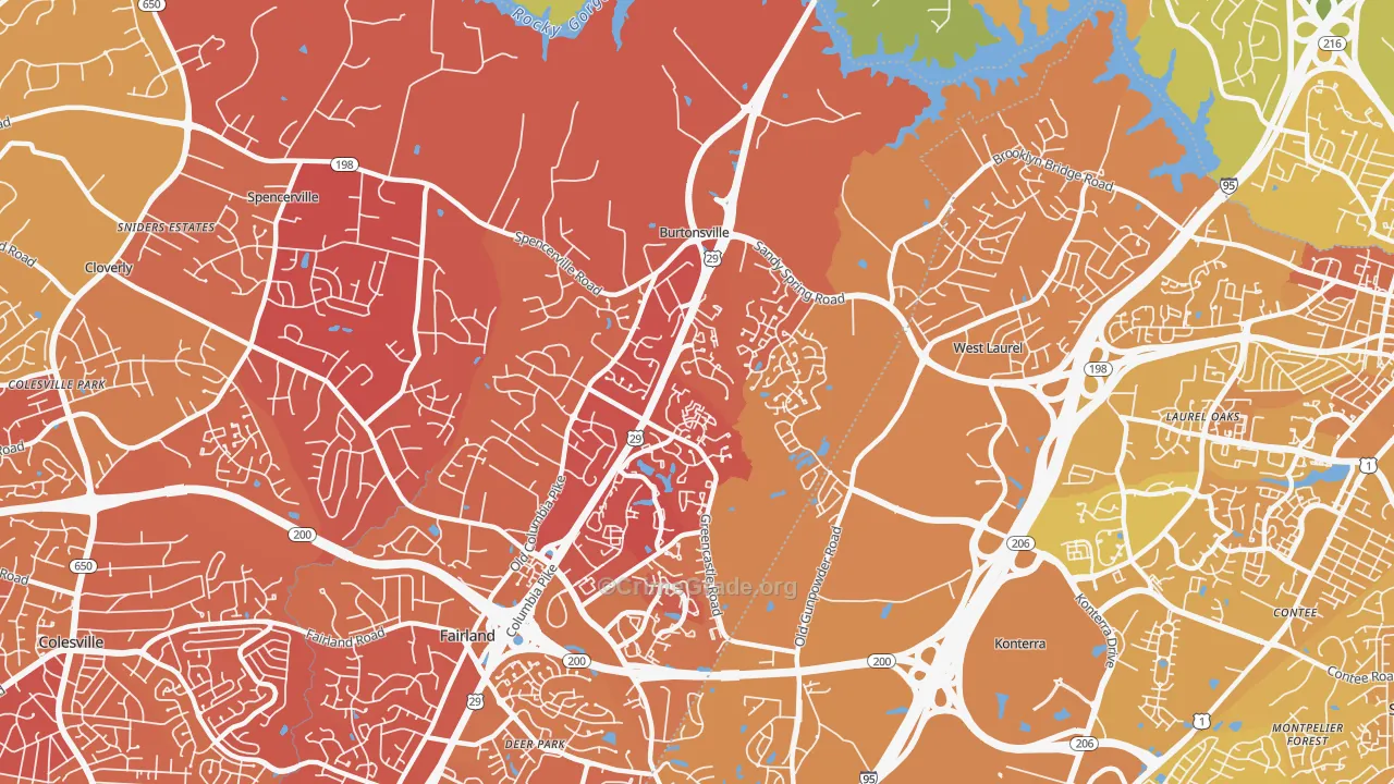Burtonsville, MD Map of Murder Rates