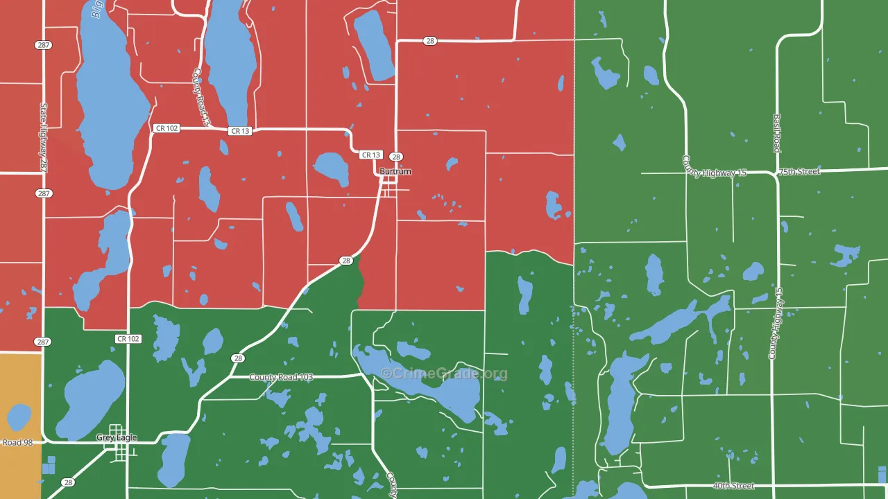 Burtrum, MN Map of Murder Rates