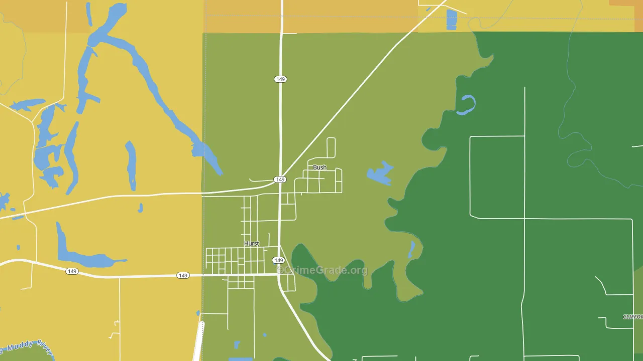 Bush, IL Map of Murder Rates