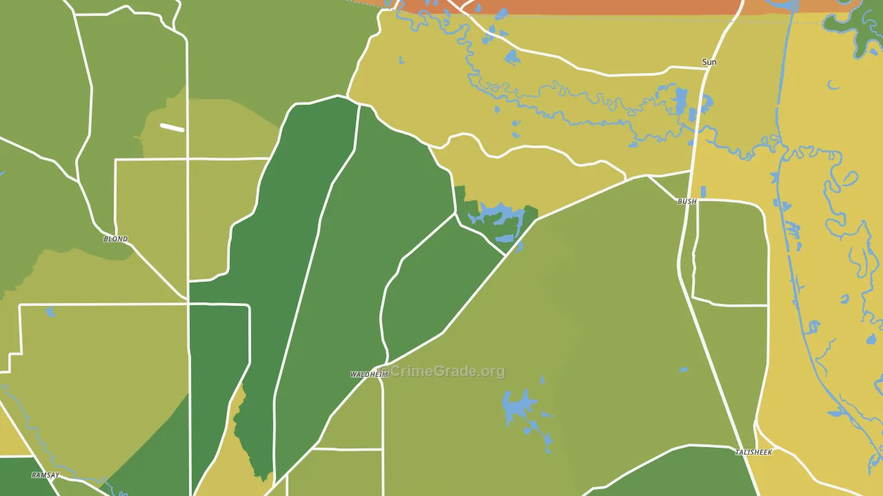 Bush, LA Map of Murder Rates