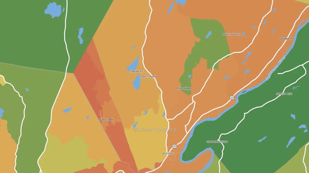 Bushkill, PA Map of Murder Rates