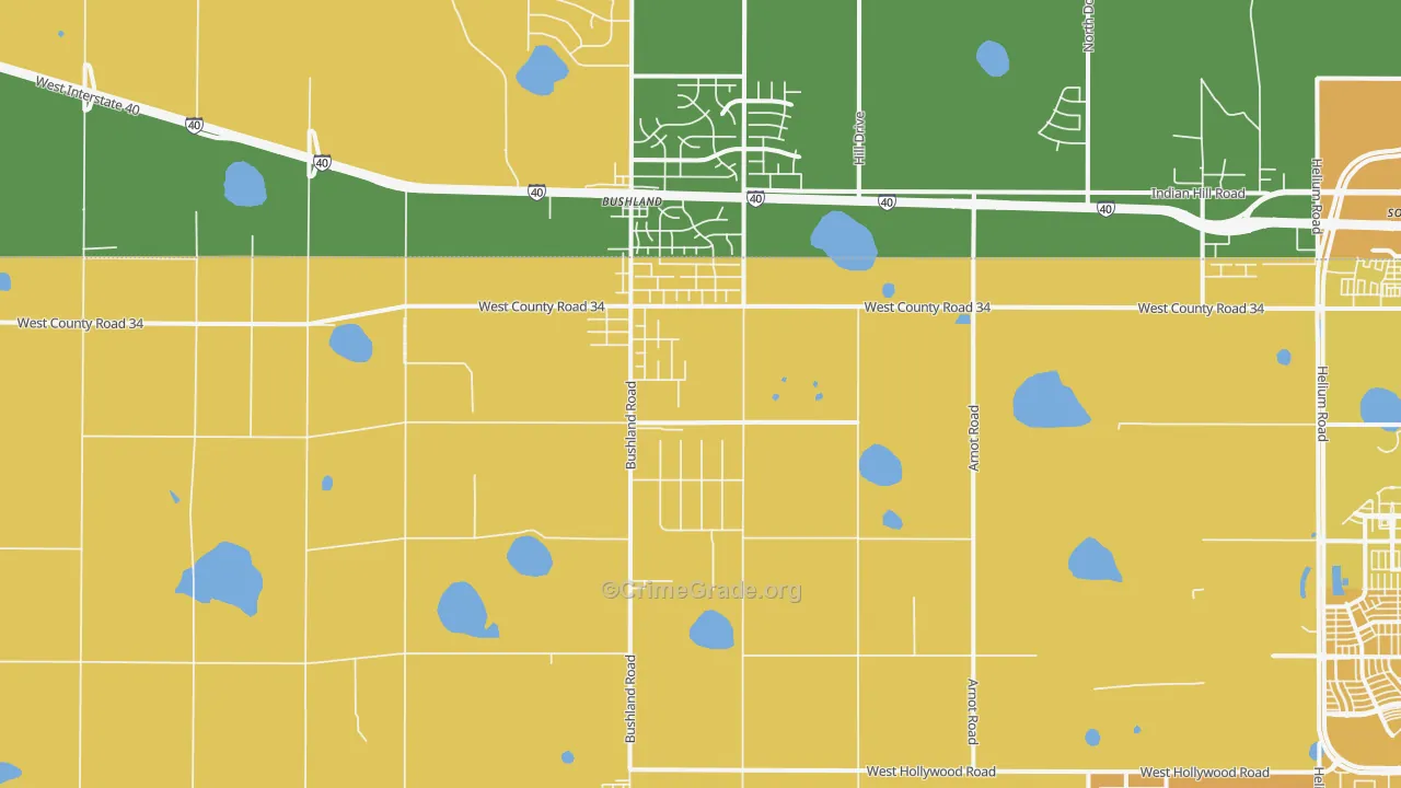 Bushland, TX Map of Murder Rates