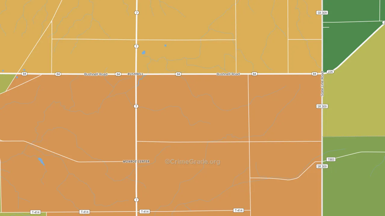 Bushnell, OH Map of Murder Rates