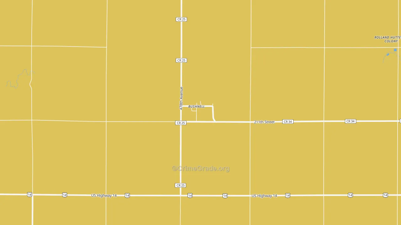 Bushnell, SD Map of Murder Rates