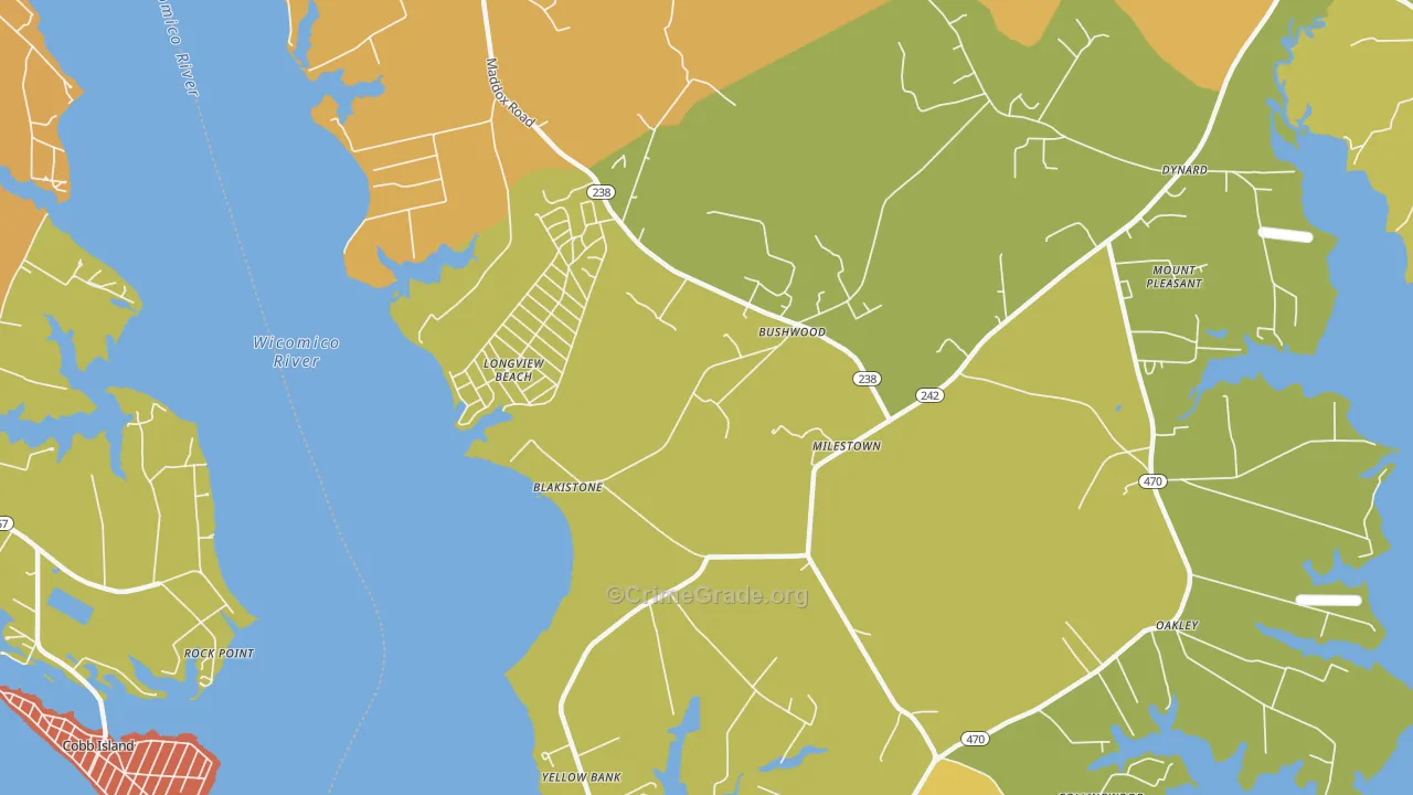 Bushwood, MD Map of Murder Rates
