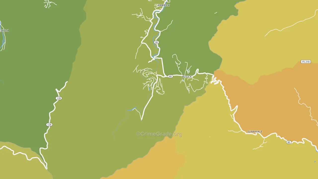 Busick, NC Map of Murder Rates