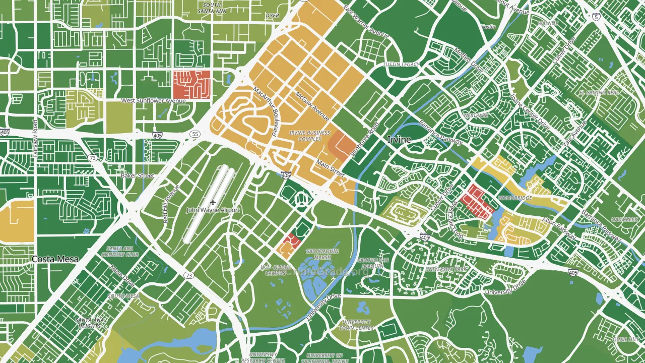 Business District, Irvine, CA Map of Murder Rates